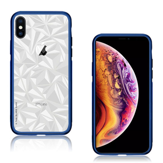 iPhone Xs Max NXE sarjan lasi ja muovi läpinäkyvä hybriidi suojakuori - Sininen