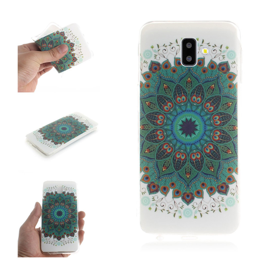 Samsung Galaxy J6 Plus (2018) silikooni muovinen takasuoja kuori kuviolla - Vihreä Lotus