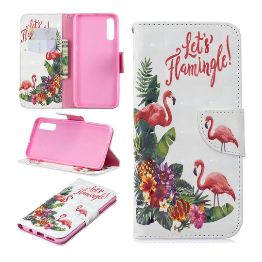 Samsung Galaxy A50 pattern leather case - Flamingo