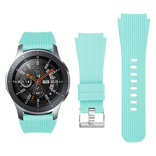 Samsung Galaxy Watch (46mm) pystysuora raidallinen silikooni muovinen pehmeä kellon vaihto ranneke - Cyaani