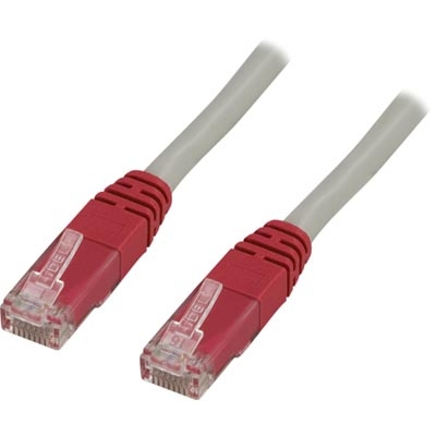 U/UTP Cat6 Ristiinkytketty Laitekaapeli, 2m, 250MHz, Delta-sertifioitu, LSZH, Harma/punainen