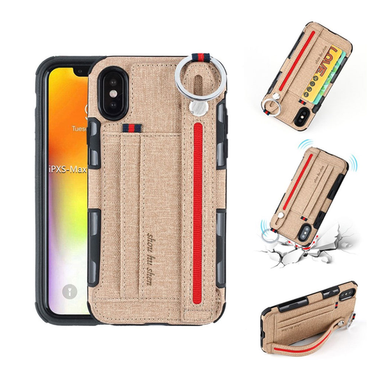 iPhone Xs Max SHOUHUSHEN muovipohjainen kangas pinnoitettu hybriidi suojakuori - Khaki