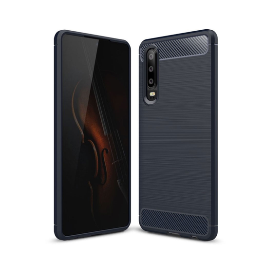 Huawei P30 hiilikuitu tuntuinen harjattu Suojakotelo - Tummansininen