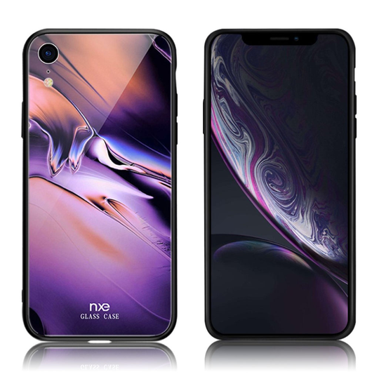 iPhone Xr NXE lasi ja muovi hybriidi suojakuori kuviolla - Tyyli B
