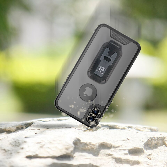 Armor-X BX1 Iskunkestävä X-Mount Suojakotelo iPhone X - läpinäkyvä / musta