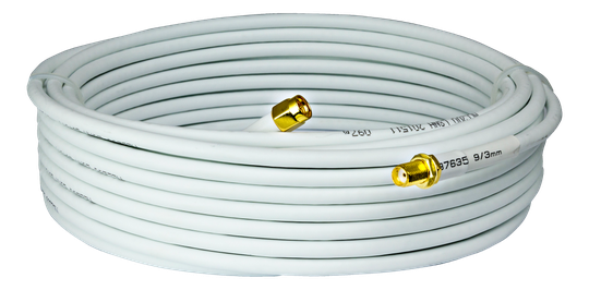 SM10 SMA Female SMA Male Cable 10m RG58 50Ω Impedance White