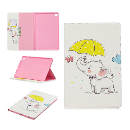 Samsung Galaxy Tab S5e pattern leather case - Elephant Holding Umbrella