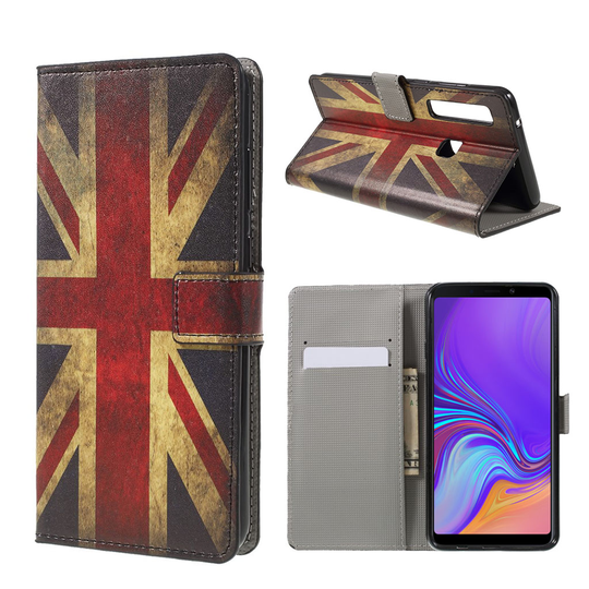 Samsung Galaxy A9 (2018) kuviollinen synteetti nahkainen lompakko suojakotelo kortti ja seteli paikoilla - UK Lippu