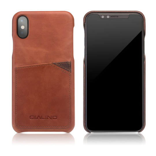 QIALINO iPhone X design suojakuori - Ruskea