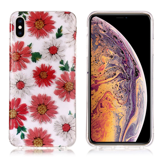 iPhone 9 Plus Kimalle Puuteri Pintainen Kuvallinen Silikooni Muovinen Suojakuori - Daisy Kukat