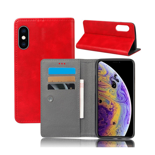 Crazy Horse iPhone Xs Max nahkainen suojakotelo - Punainen