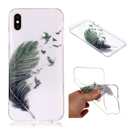 iPhone 9 Plus Kirkasi Kuviollinen Pehmeä Muovinen Takasuoja Kuori - Linnut Ja Sulka
