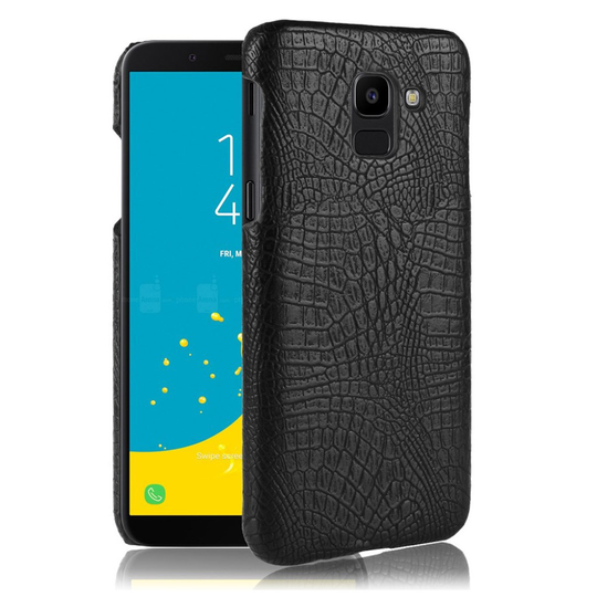 Samsung Galaxy J6 (2018) Krokotiili Pintainen Synteetti Nahkainen Muovi takasuoja Kuori - Musta