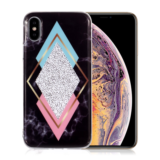 iPhone Xs Max IMD marmori kuviollinen silikooni muovinen pehmeä takasuoja kuori - Tyyli K