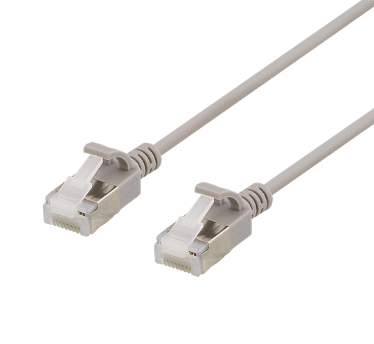U/FTP Cat6a -laitekaapeli, Ohut, Läpimitta 3,8 Mm, 2 M, 500 MHz, LSZH, Harmaa