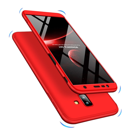 Samsung Galaxy J6 Plus (2018) GKK 3-palainen kova muovinen takasuoja kuori - Punainen