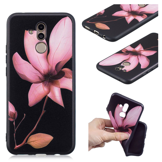 Huawei Mate 20 Lite kohokuviollinen pehmeä silikooni muovinen takasuoja kuori - Pinkki Kukka