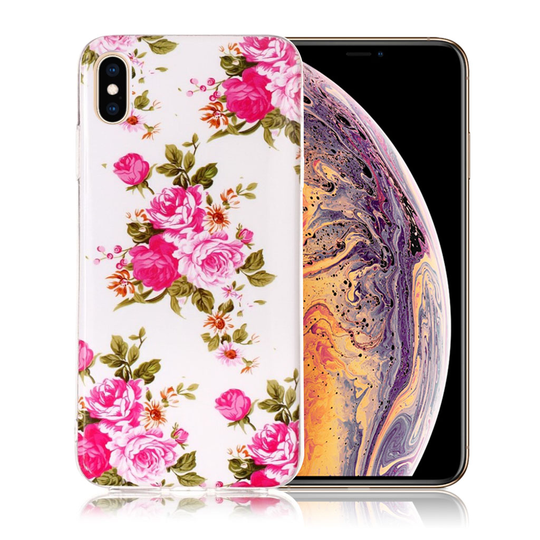 iPhone 9 Plus IMD Kuviollinen Pehmeä Muovinen Takasuoja Kuori - Pinkit Ruusut
