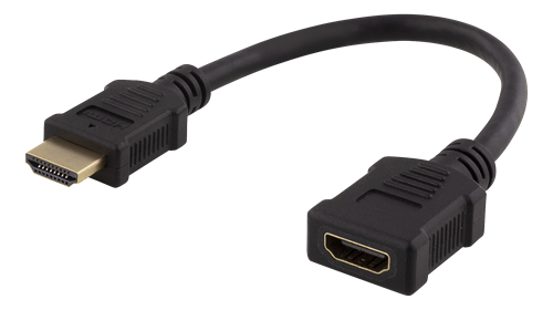 HDMI-sovitin, 0,2 M, Taipuisa Kaapeli, Uros - Naaras, UHD, Musta
