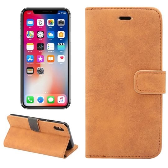 iPhone 9 Plus Retro Tyylinen Synteetti Nahkainen Lompakko Suojakotelo magneetti Lukolla - Ruskea