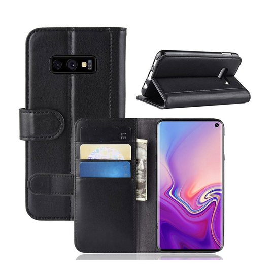 Samsung Galaxy S10e genuine haljasnahkainen suojakotelo - Musta
