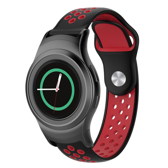 Samsung Gear S2 ontto silikooni muovinen kaksisävyinen vaihto ranneke - Musta/ Punainen
