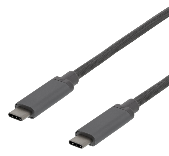 USB-C-kaapeli, 0,5 M, 60 W USB PD, 10 Gbps, Harmaa