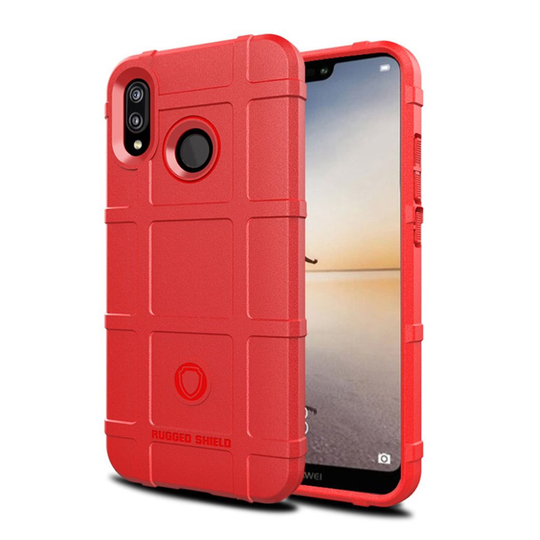 Huawei P20 Lite Anti-Shock Neliö Kuvioitu Pehmeä TPU Takasuoja Kuori - Punainen