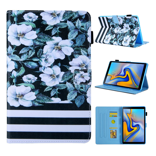 Samsung Galaxy Tab A 10.1 (2019) pattern multi-angle leather case - White Flower