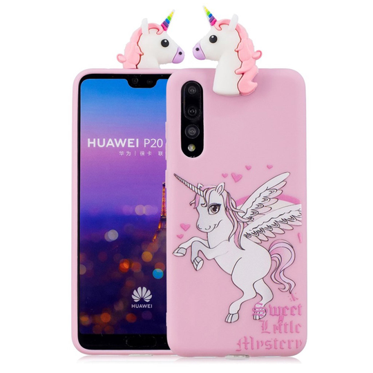 Huawei P20 Pro 3D Söpö Nukke Kuvio TPU Puhelin Kuori - Yksisarvinen