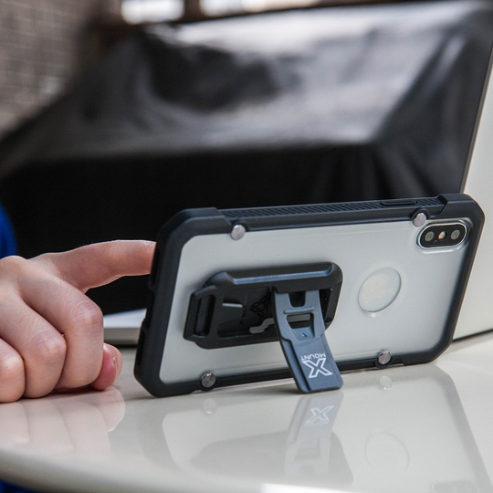 Armor-X BT Iskunkestävä X-Mount Suojakotelo iPhone X - läpinäkyvä / harmaa