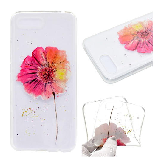 Huawei Honor 10 Kuviollinen Pehmeä TPU Takasuoja Kuori - Punainen Eloisa Kukka