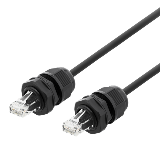 Laitekaapeli, S/FTP Cat6a, 1 M, IP68, PG13.5, Musta