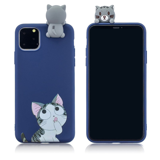 Cute 3D iPhone 11 Pro kuoret - Tummansininen Suloinen Kissa