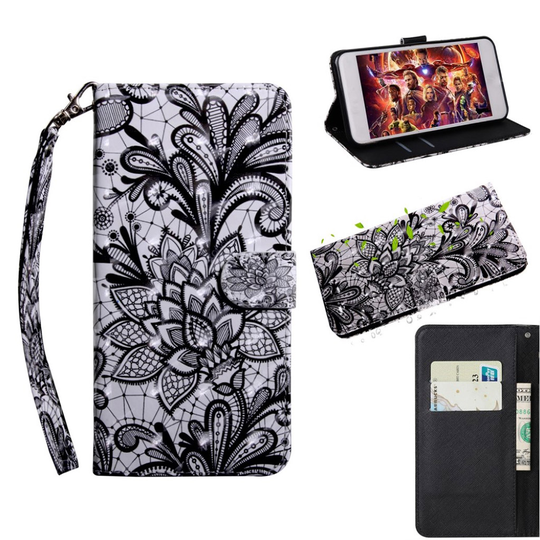 Huawei P30 Lite pattern leather case - Lace Flower