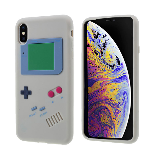 iPhone Xs Max 3D game boy kuviollinen silikooni muovinen takausoja kuori - Harmaa