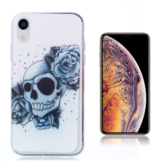 iPhone Xs Max ohut kuviollinen pehmeä silikooni muovinen suojakuori - Pääkallo Ja Kukat
