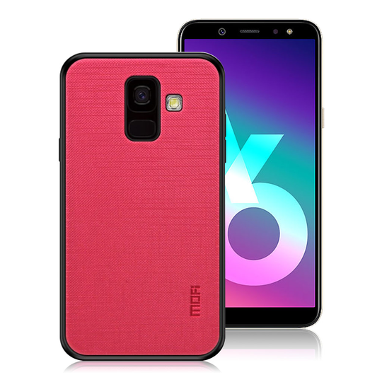 Samsung Galaxy A6 MOFI Ohut Hybriidi Takasuoja Kuori Pinnoitetti Kankaalla - Punainen