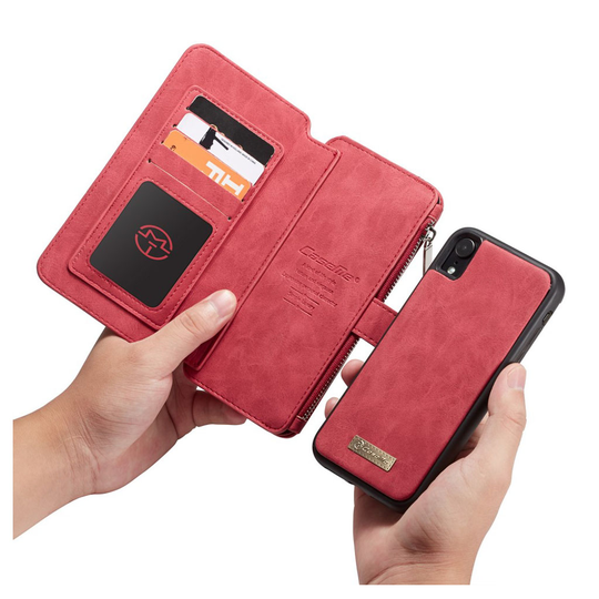 iPhone Xr CASEME 2in1 irrotettava lompakko suojakotelo useilla kortti paikalla - Punainen