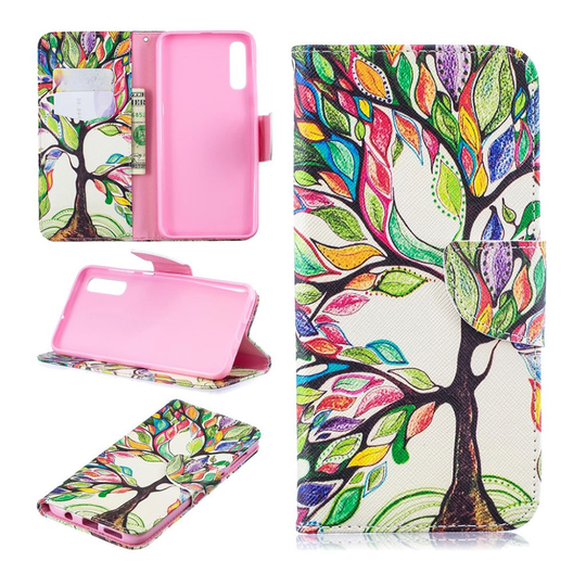 Samsung Galaxy A50 pattern leather case - Colorized Tree