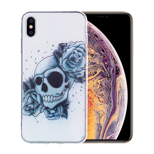 iPhone Xs Max kuviollinen pehmeä ja joustava silikooni muovinen takasuoja kuori - Kukallinen Kallo