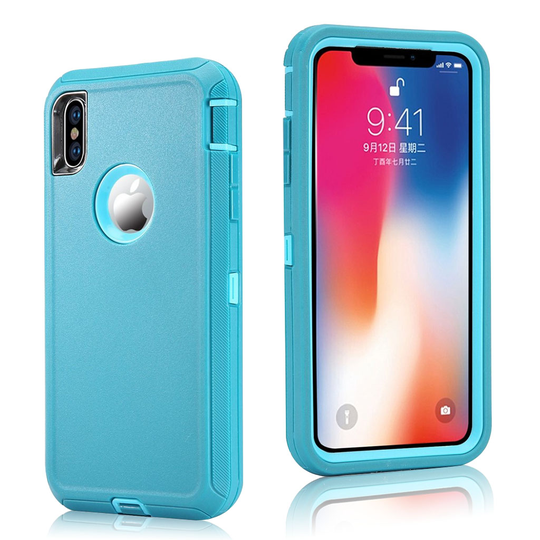 iPhone Xs Max iskukestävä hybriidi muovinen takasuoja kuori - Sininen