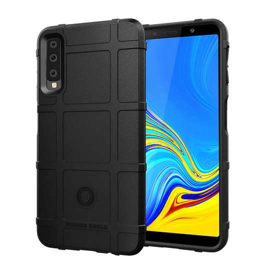 Samsung Galaxy A7 (2018) iskukestävä ruutu kuviollinen suojaava silikooni kuori - Musta