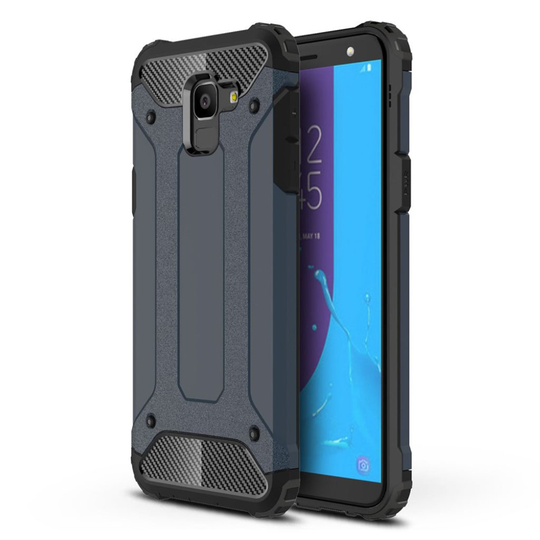Samsung Galaxy J6 Armour Guard Hybriidi TPU Ja PC takasuoja Kuori - Tumman Sininen