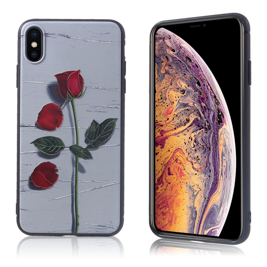 iPhone Xs Max stereoskooppi kuviollinen silikooni muovinen pehmeä takausoja kuori - Tyyli B