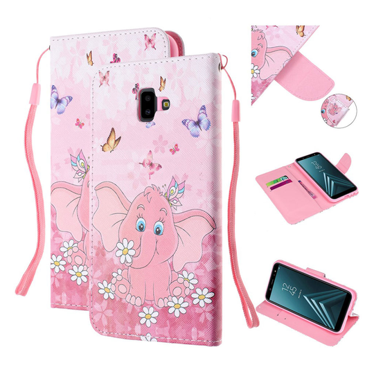 Samsung Galaxy J6 Plus (2018) pattern leather case - Elephant and Flower