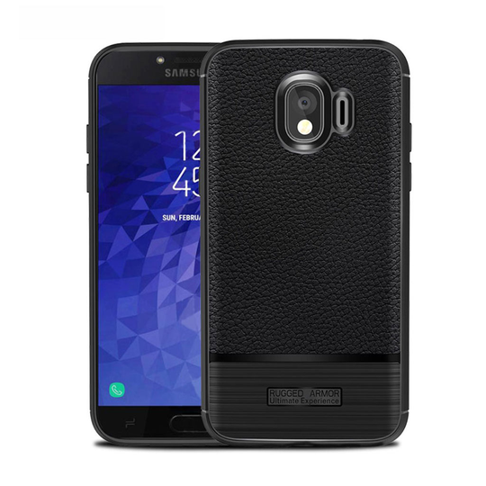 Samsung Galaxy J4 (2018) litsi tuntuinen harjattu suojakotelo - Musta