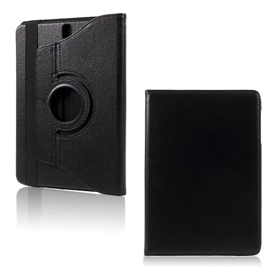 Samsung Galaxy Tab S3 (9.7") Litsi Pintainen Nahkakotelo Standillä - Musta