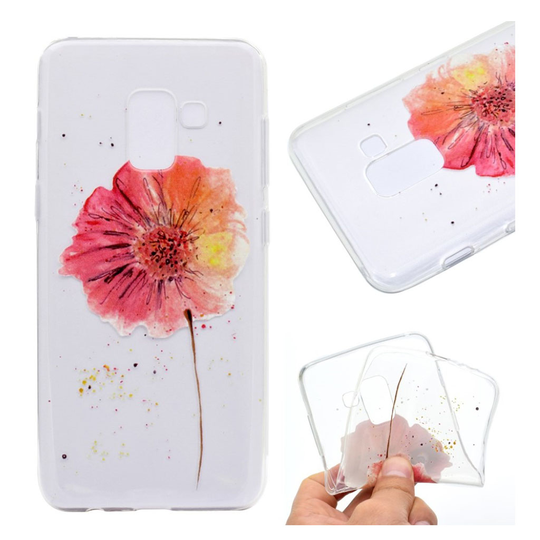 Samsung Galaxy J6 Pehmeä Kuviollinen TPU Takasuoja Kuori - Punainen Kukka