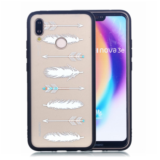 Huawei P20 Lite Kumi Ja Kohokuvioitu PC ja TPU Takasuoja Kuori - Nuoli Ja Sulka